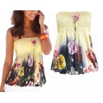 2016 Fashion Women Strapless Top Floral Print Loose Sexy Tank Top Beach Tee Shirts Casual Summer Halter Vest Camis