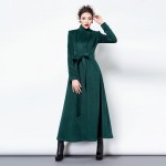 2016 Fashion elegant women long coat winter button slim wool coat cashmere overcoat Red dark green black ladies coats Korean