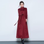 2016 Fashion elegant women long coat winter button slim wool coat cashmere overcoat Red dark green black ladies coats Korean