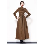 2016 Fashion elegant women long coat winter button slim wool coat cashmere overcoat Red dark green black ladies coats Korean