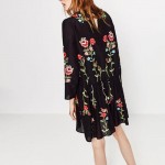 2016 Flower Embroidery Dress New Autumn Woman O Neck Long Sleeve Dresses Femme Black Loose Dress Vintage Vestidos