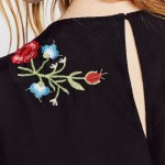 2016 Flower Embroidery Dress New Autumn Woman O Neck Long Sleeve Dresses Femme Black Loose Dress Vintage Vestidos