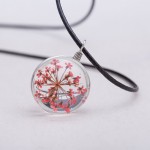 2016 Hot Fashion Crystal glass Ball Clover Necklace Long Strip Leather Chain Pendant Necklaces Women Lucky Wish Locket Jewelry