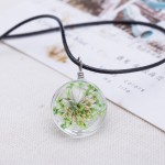 2016 Hot Fashion Crystal glass Ball Clover Necklace Long Strip Leather Chain Pendant Necklaces Women Lucky Wish Locket Jewelry