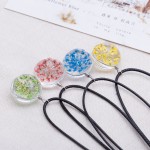 2016 Hot Fashion Crystal glass Ball Clover Necklace Long Strip Leather Chain Pendant Necklaces Women Lucky Wish Locket Jewelry