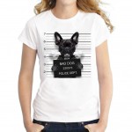 2016 Hot Sale Dog Police Dept Design Women T Shirt French Bulldog T-shirt Novelty Short Sleeve Tee Pug Printed Bad Dog Shirts