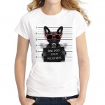 2016 Hot Sale Dog Police Dept Design Women T Shirt French Bulldog T-shirt Novelty Short Sleeve Tee Pug Printed Bad Dog Shirts