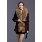 2016 Lady Fashion Natural Rabbit Fur Coat Jacket Raccoon Fur Collar Winter Women Fur Trench Outerwear Coats 3XL 4XL VK1477