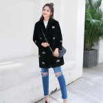 2016 Lady Fashion Real Rex Rabbit Fur Coat Jacket with Embroidery Winter Women Fur Slim Outerwear Coats Garment 4XL 5XL VK3125