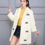 2016 Lady Fashion Real Rex Rabbit Fur Coat Jacket with Embroidery Winter Women Fur Slim Outerwear Coats Garment 4XL 5XL VK3125
