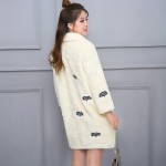 2016 Lady Fashion Real Rex Rabbit Fur Coat Jacket with Embroidery Winter Women Fur Slim Outerwear Coats Garment 4XL 5XL VK3125