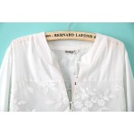 2016 Latest Summer Women Lace Flower Embroidery Blouse Women's White Loose Cotton and Linen Blouse Ladies Fashion Tops Shirt