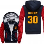 2016 Letter Print Men's Winter Hoodies Stephen Curry 30 MVP Printing Thicken Zipper Coats USA EU size Plus size