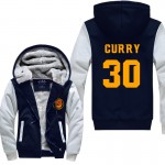 2016 Letter Print Men's Winter Hoodies Stephen Curry 30 MVP Printing Thicken Zipper Coats USA EU size Plus size