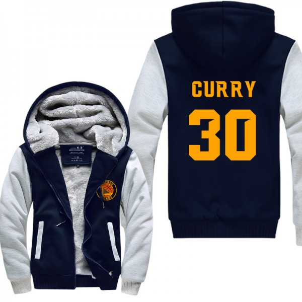 2016 Letter Print Men's Winter Hoodies Stephen Curry 30 MVP Printing Thicken Zipper Coats USA EU size Plus size