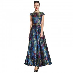 2016 M - 4XL Plus Size Vintage Women Maxi Lace Dress Summer Designer Slim Fit Flare Slash Neck Party Long Dresses Robe Ete