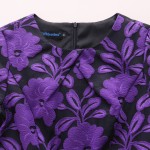 2016 M-3XL Fall Winter Vintage Flowers Women Plus Size Maxi Dress Long Sleeve O neck Pleated Dresses High Quality Purple
