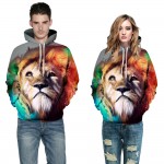 2016 Men Casual Sweatshirt Hoodie 3D Print Animal Hoodies Pullovers Cotton Tiger Lion Hoodie Sweatshirts Fashion Couple Clothing