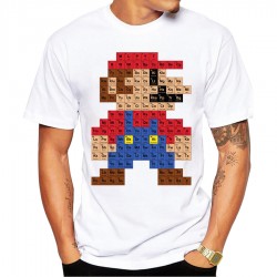 2016 Men Fashion T shirt Hipster Printed Tee Shirts Short Sleeve Tops  Super Mario periodic table T-Shirt