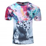 2016 Men's Fashion Animal Creative T-Shirt Mushroom cloud/Pizza Cats/water droplets 3d printed short sleeve T Shirt Men's Tops