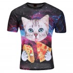 2016 Men's Fashion Animal Creative T-Shirt Mushroom cloud/Pizza Cats/water droplets 3d printed short sleeve T Shirt Men's Tops