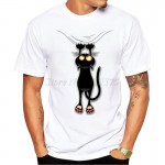 2016 Men's Fashion Summer Fun Black Cat Falling Down Design T Shirt  Casual Male Tops Hipster Printed Own Style Tees