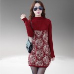 2016 Middle-aged Autumn And Winter Loose Plus Size Mother Dress Sweater Dress Women Long Bottoming Knitwear Dresses J201