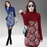 2016 Middle-aged Autumn And Winter Loose Plus Size Mother Dress Sweater Dress Women Long Bottoming Knitwear Dresses J201