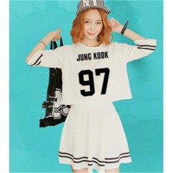 2016 NEW kpop bts Bangtan Boys summer Women dress Clothes k-pop bts female Short sleeve Leisure suit Dresses tops vestido saia