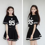 2016 NEW kpop bts Bangtan Boys summer Women dress Clothes k-pop bts female Short sleeve Leisure suit Dresses tops vestido saia