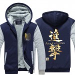 2016 New  Attack on Titan  Winter Jackets hoodie Anime Luminous Hooded Thick Zipper Men Sweatshirts USA EU size Plus size