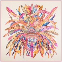 2016 New Arrival Silk Square Scarf Luxury Brand Indian Feather Woman Scarves&Wraps Feathers Crown Spanish Foulard Accessory