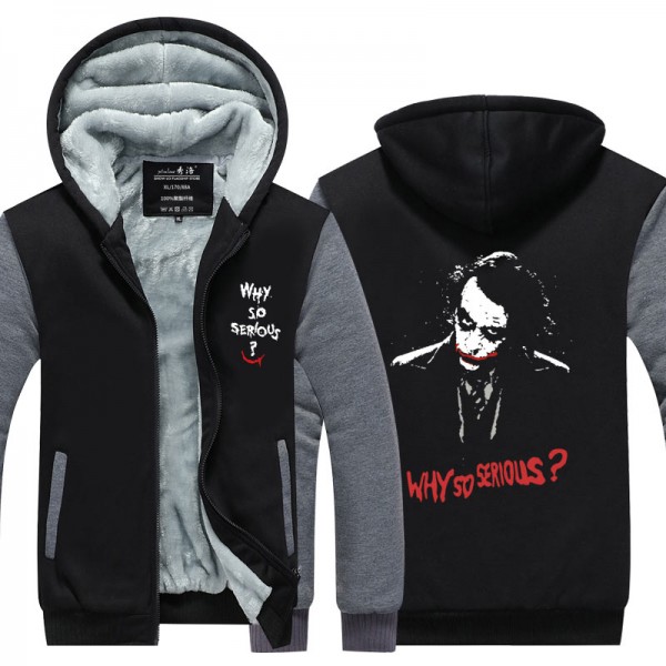 2016 New Arrival Thicken Fleece Jacket Batman The Dark Knight Joker Why So Serious Men's Apparel zipper Tops Plus size