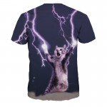 2016 New Arrive T-shirt Casual t shirt Men's tshirt Tops Fashion Tee Shirts Lightning Super Cat Summer Style