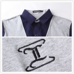 2016 New Autumn Fashion Patch Design Men's Shirt T-shirt Fake Two Long Sleeve Turn-down Collar Cotton T Shirt for Men 5XL