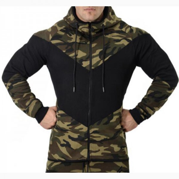 2016 New Fashion Hooded Sweatshirts autumn and Men's hoodie military camouflage stitching casual coat