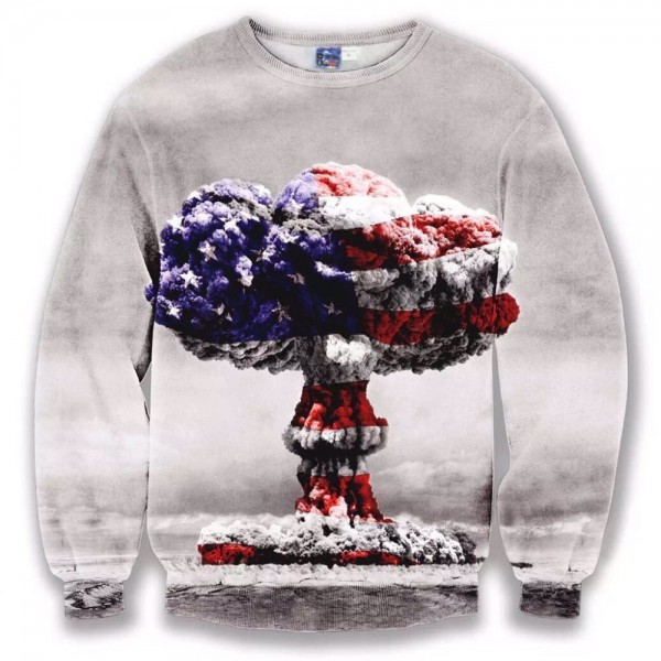 2016 New Fashion Women/Men 3D hoodies sweatshirts Casual   American flag clown cloud Funny 3d Tee Tops
