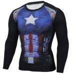 2016 New Fitness T-Shirt 3D Print Long Sleeve Batman Captain America T Shirt Men Bodybuilding Crossfit Brand Clothing