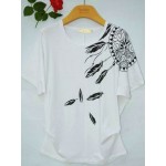 2016 New M 3XL Fashion Plus size T Shirts Women Loose t-shirts Cotton O-neck Printed Tops Batwing Short Sleeve Vetement Femme