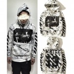 2016 New Off White 13 Letters Men Skull Printed Hoodie Hip Hop Sweatshirts With Hood Male Streetwear Cotton Hoodies