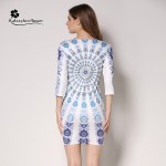 2016 New Summer Dress Women's Fashion Vintage Character Round Neck Print Half Sleeve Party Bodycon Dress Casual Mini Dress