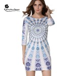 2016 New Summer Dress Women's Fashion Vintage Character Round Neck Print Half Sleeve Party Bodycon Dress Casual Mini Dress