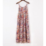 2016 New Summer Style Women backless Cotton floral printed long Dress cute elegant girls junior beach dress tank dress sundress