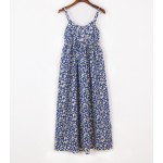 2016 New Summer Style Women backless Cotton floral printed long Dress cute elegant girls junior beach dress tank dress sundress