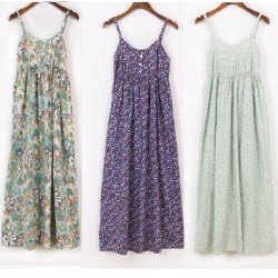 2016 New Summer Style Women backless Cotton floral printed long Dress cute elegant girls junior beach dress tank dress sundress