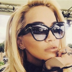 2016 New Tom Fashion Brand Designer Cat Eye Women Sunglasses Female Gradient Points Sun Glasses Big Oculos feminino de sol TF
