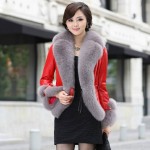 2016 New Winter Brand Genuine Leather Jackets Clothing Female Short Design Slim Real Fox Fur Collar Sheepskin Down Coat Jacket