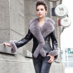 2016 New Winter Brand Genuine Leather Jackets Clothing Female Short Design Slim Real Fox Fur Collar Sheepskin Down Coat Jacket