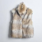 2016 New Winter Women Faux fur Vests Lady Sleeveless High Collar Waistcoat Jacket Warm Outerwear