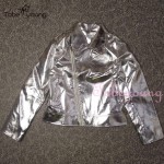 2016 New Women Silver PU Leather Jacket Punk Long Sleeve Zip Up Motorcycle Biker Bomber Jakcets Lady Femininas Autumn Outwear